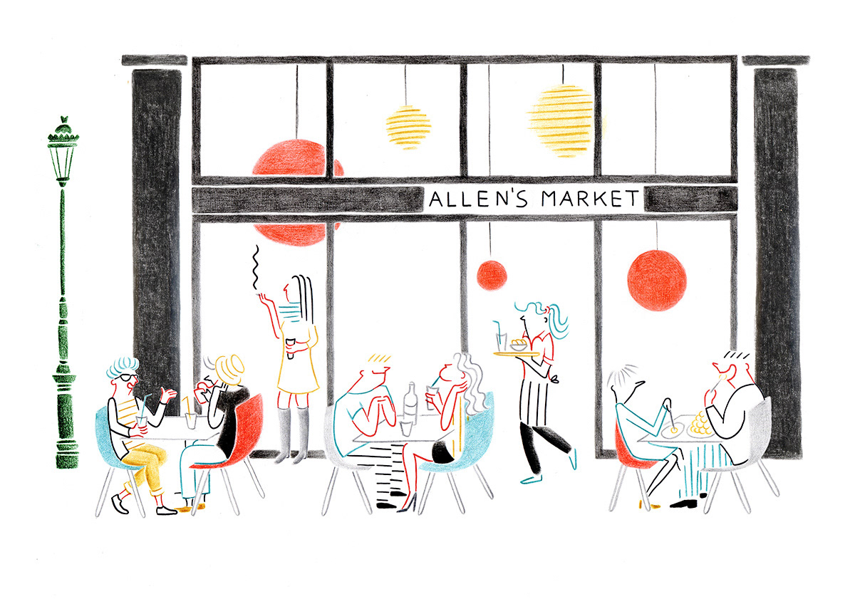 ALLEN'S MARKET, pencils and fineliners on paper, 29,7 x 21 cm, 2014
