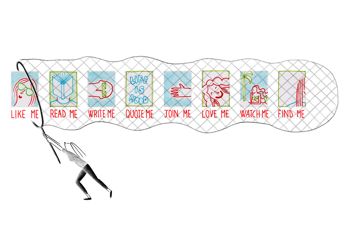 CATCHING THEM IN THE NET, pencils and fineliners on paper, 29,7 x 21 cm, 2013, client: The New York Times