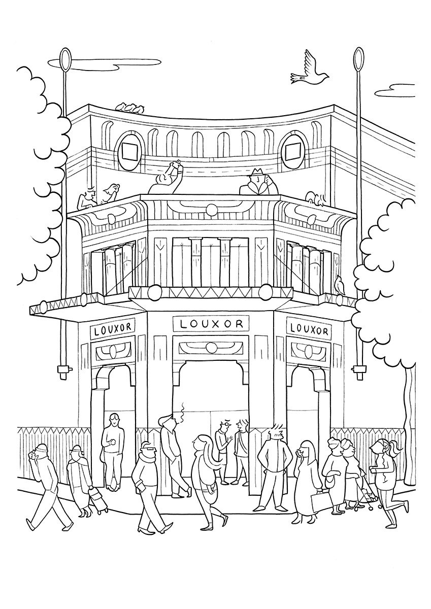 LE CINÉMA LOUXOR, ink fineliners on paper, 21 x 29,7 cm, 2015
