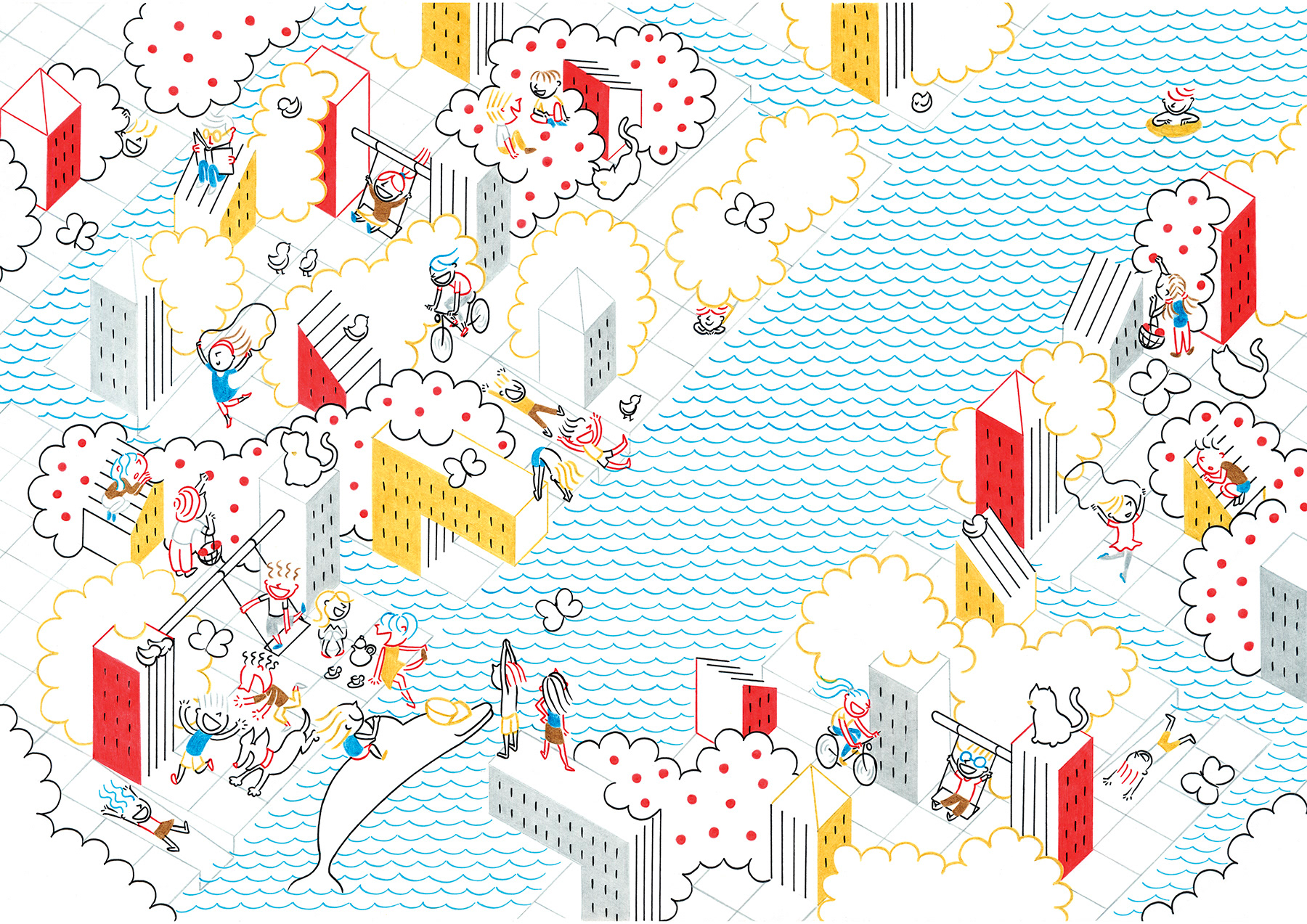 URBAN PLAYGROUND, pencils and fineliners on paper, 42 x 29,7 cm, 2015