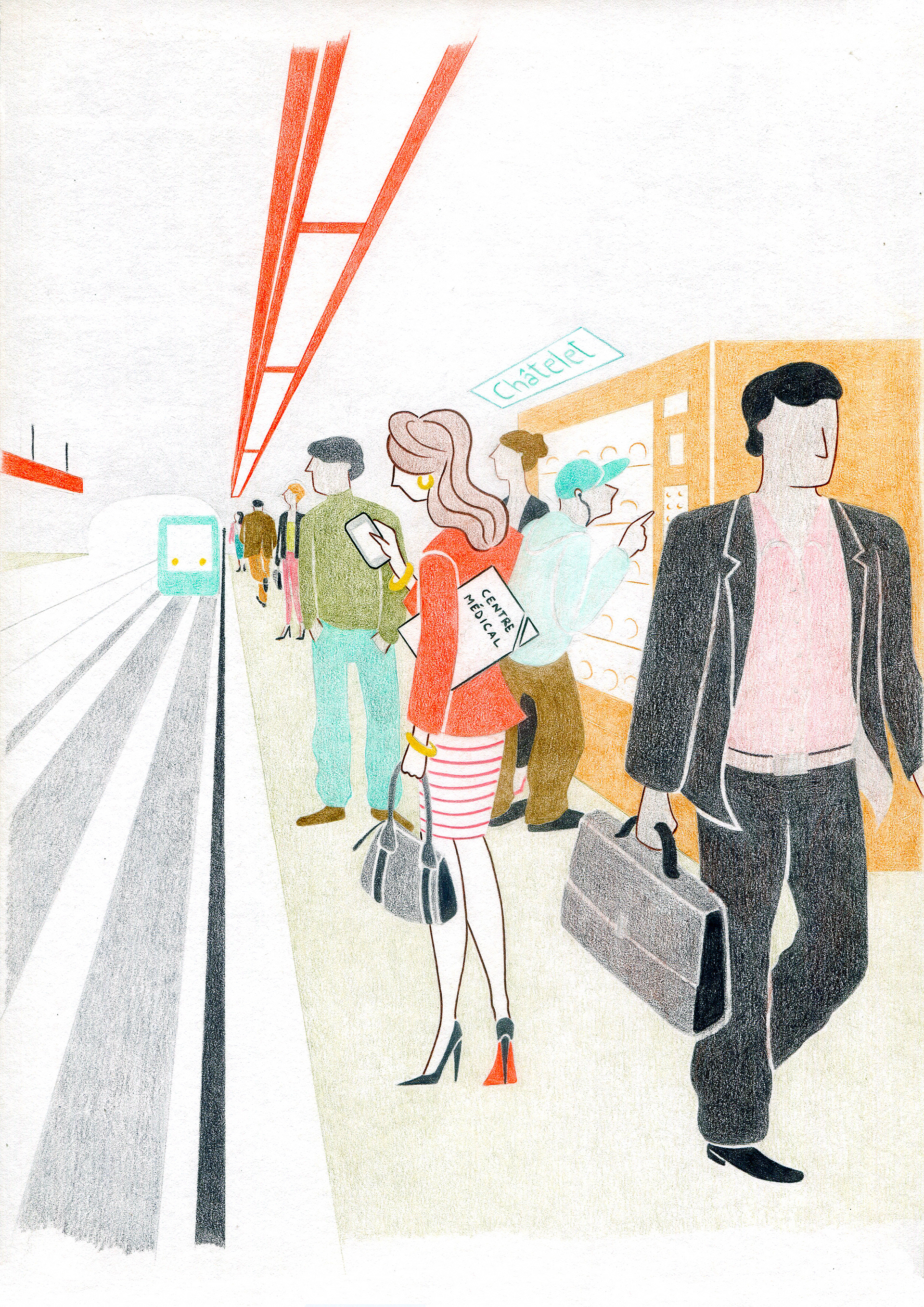 CHÂTELET, pencils and fineliners on paper, 21 x 29,7 cm, 2015