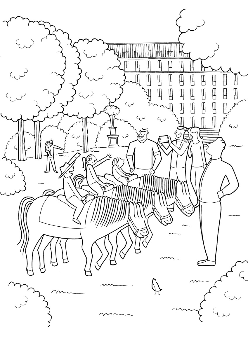 LES PONEYS, ink fineliners on paper, 21 x 29,7 cm, 2015