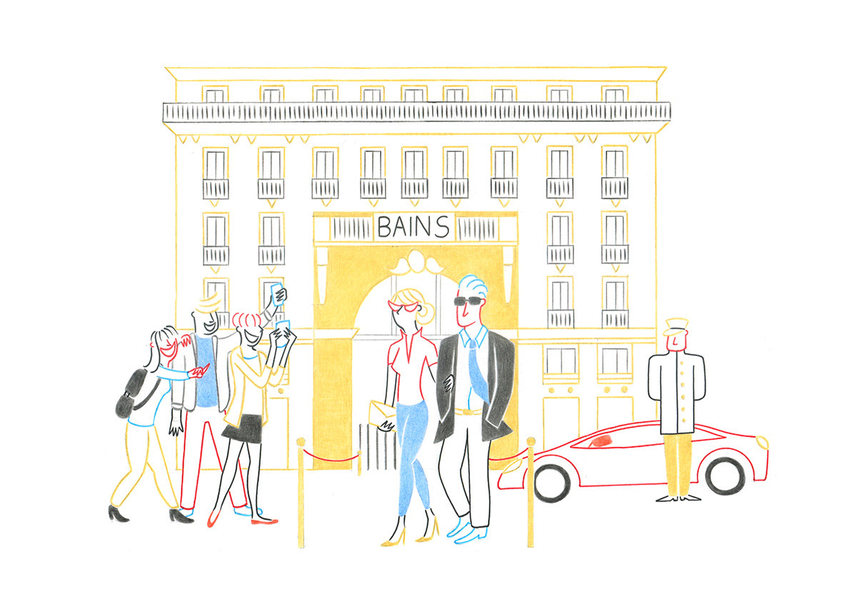 LES BAINS, pencils and fineliners on paper, 29,7 x 21 cm, 2015