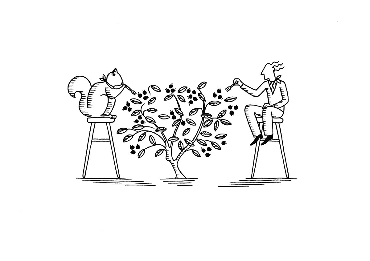 EATING, ink fineliners on paper, 21 x 15 cm, 2017