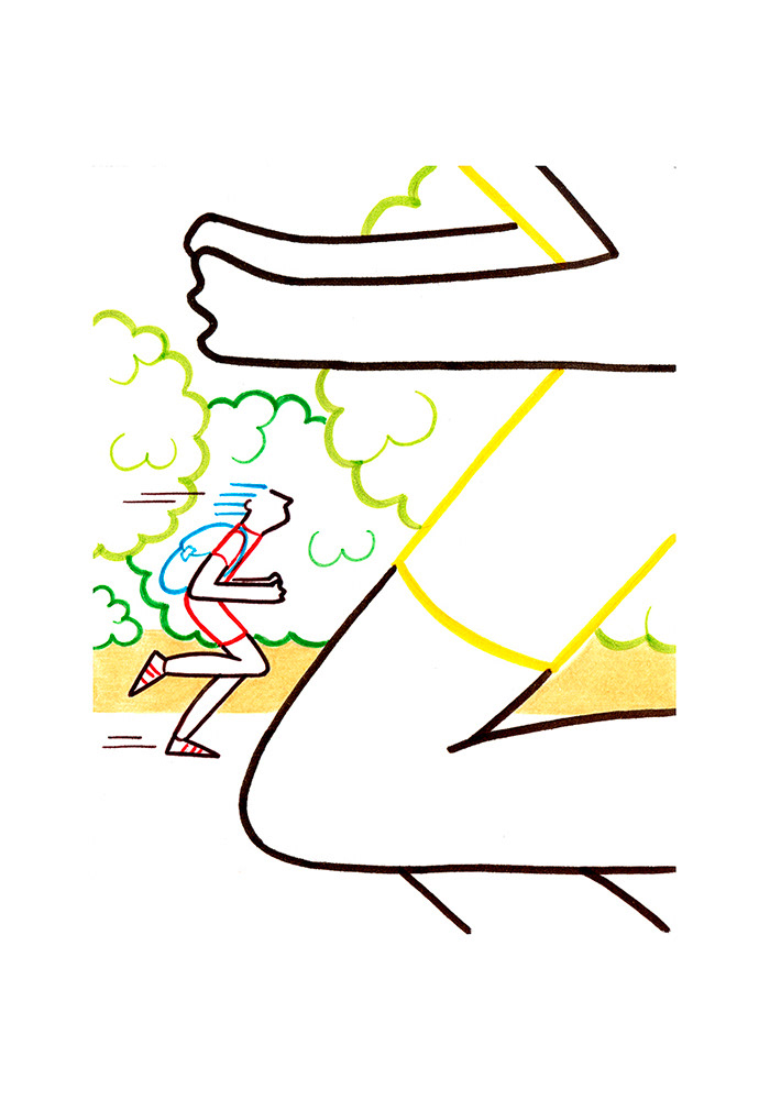 GREEN RUN, fineliners, markers and pencils on paper, 15 x 21 cm, 2016