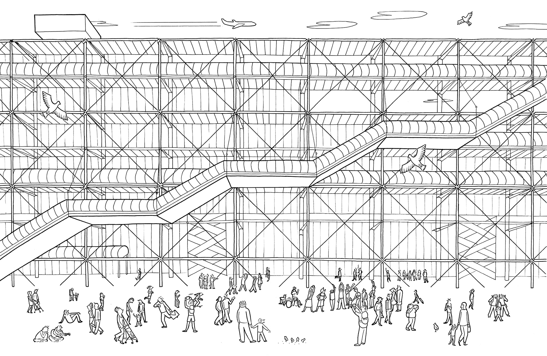 LE BEAUBOURG, ink fineliners on paper, 42 x 29,7 cm, 2015