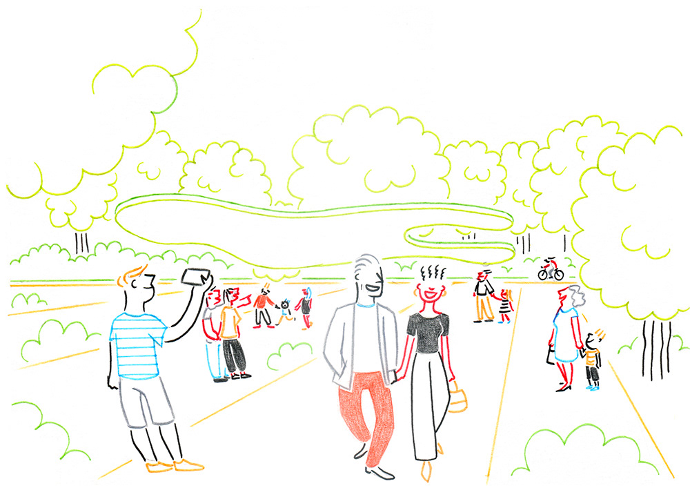 CITY PARK, pencils and fineliners on paper, 21 x 15 cm, 2018​​​​​​