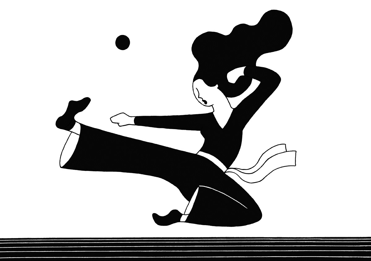 KUNG FU WOMAN, ink fineliner and brush pen on paper, 21 x 29,7 cm, 2018