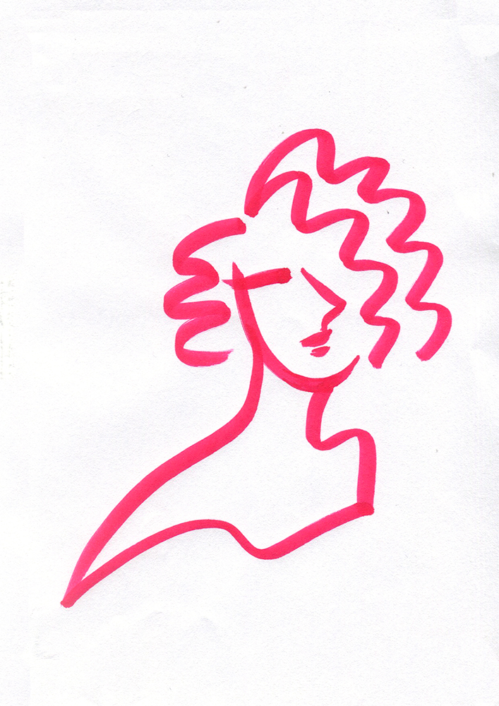 FASHION SKETCH N° 1, brush pen on paper, 10,5 x 15 cm, 2020