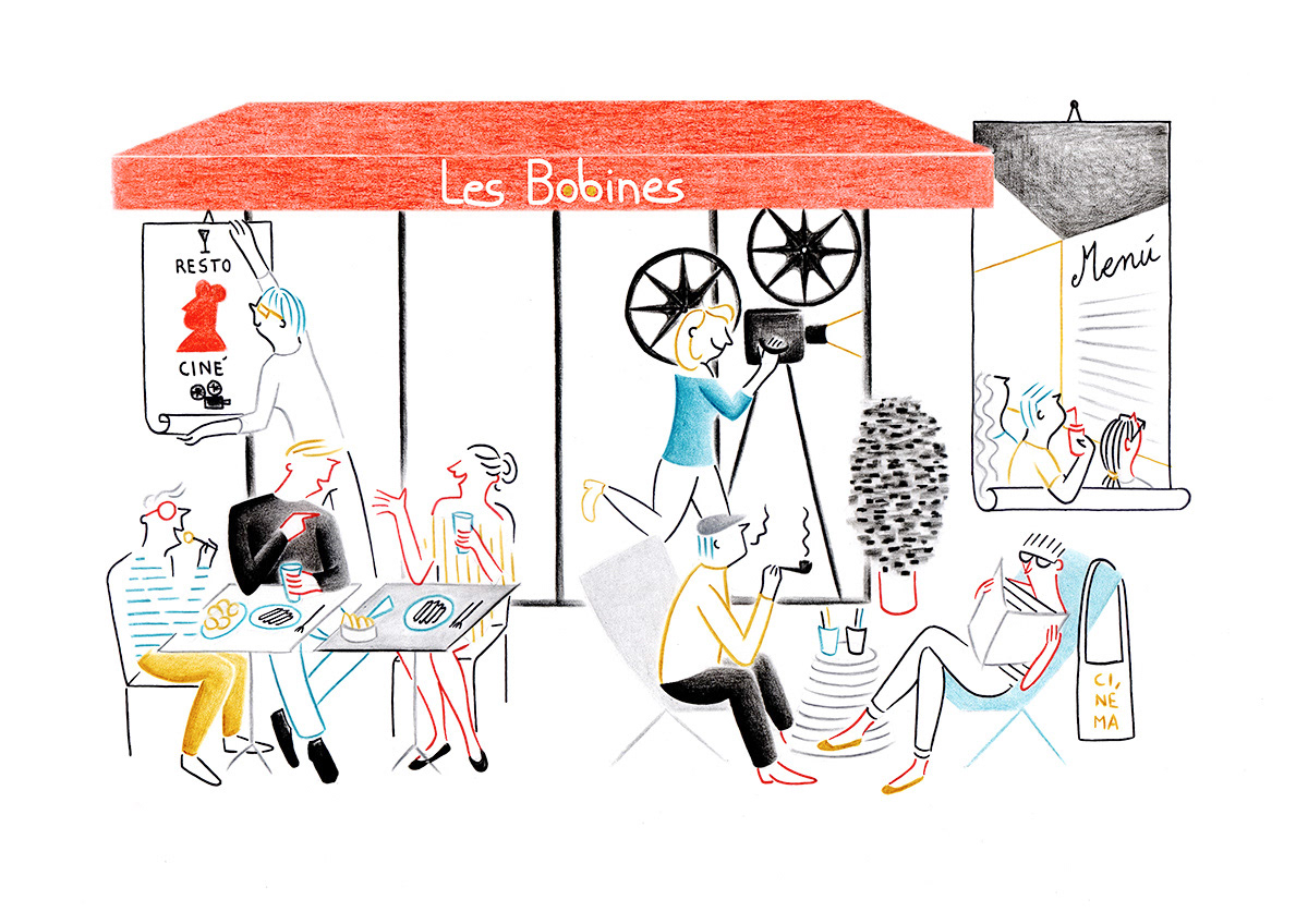 LES BOBINES, pencils and fineliners on paper, 29,7 x 21 cm, 2014