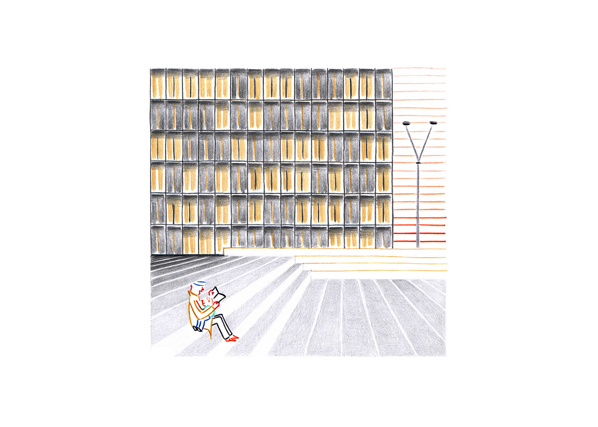 LA LECTURE, pencils and fineliners on paper,21 x 15 cm​​​​​​​, 2014