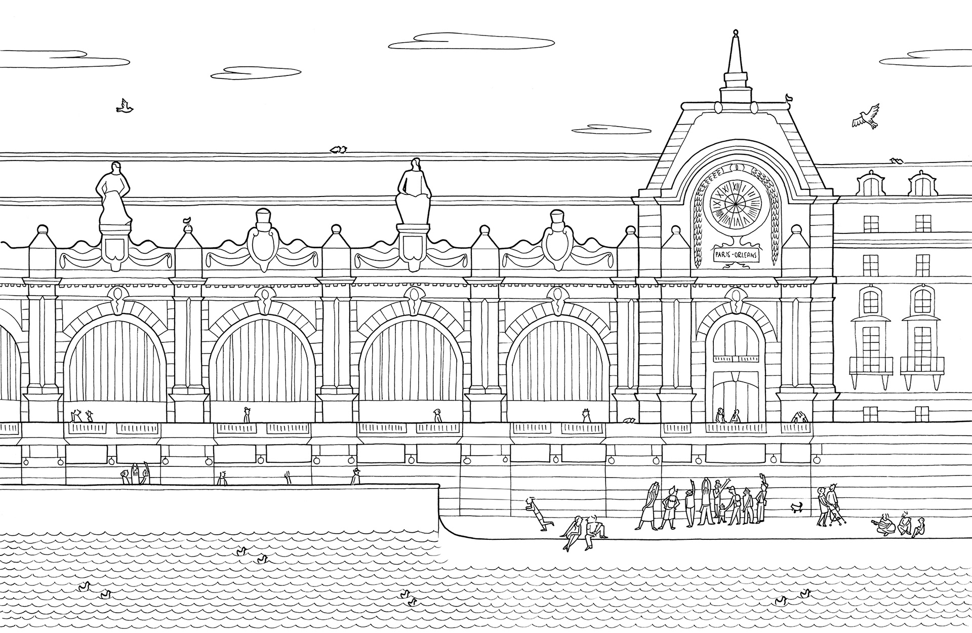 LE MUSÉE D'ORSAY, ink fineliners on paper, 42 x 29,7 cm, 2015