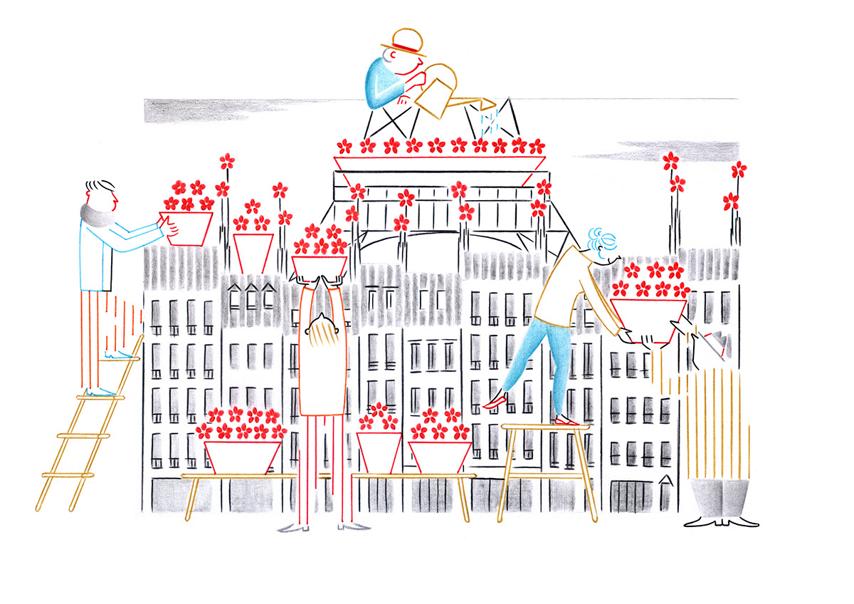 BLOOMING PARIS, pencils and fineliners on paper, 29,7 x 21 cm, 2014