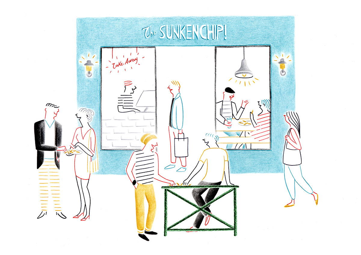 THE SUNKENCHIP, pencils and fineliners on paper, 29,7 x 21 cm, 2014