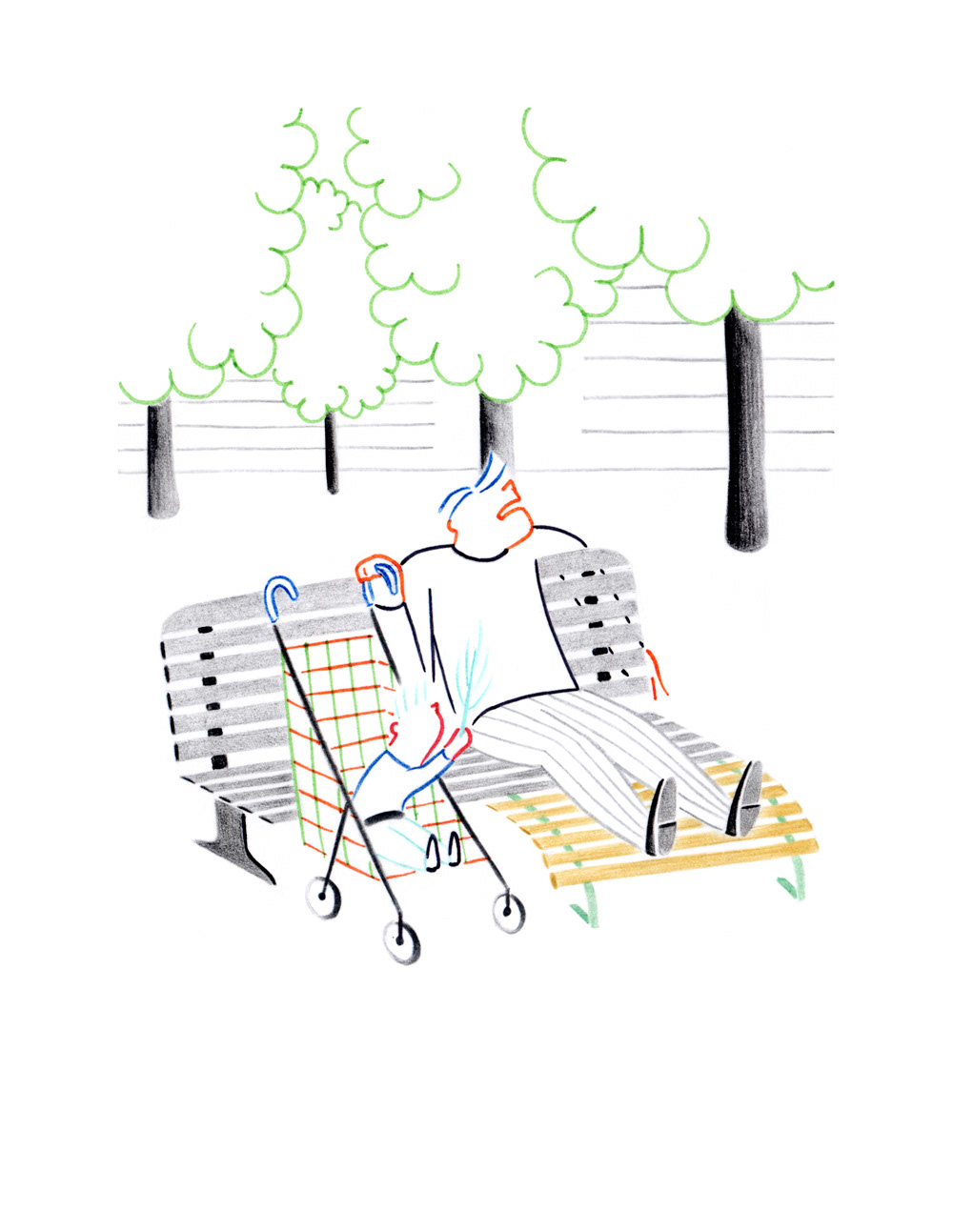 COMPLÉMENT D'OBJET DIRECT, pencils and fineliners on paper, 15 x 21 cm, 2014