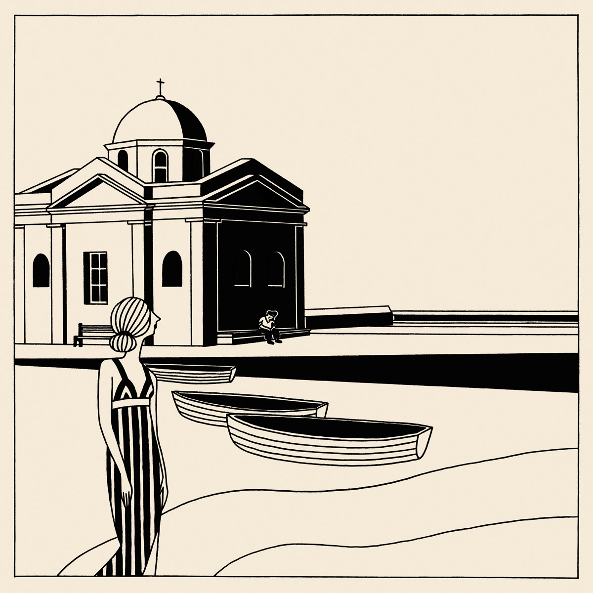 MYKONOS, ink fineliners on paper and digital coloration, 20 x 20 cm, 2017