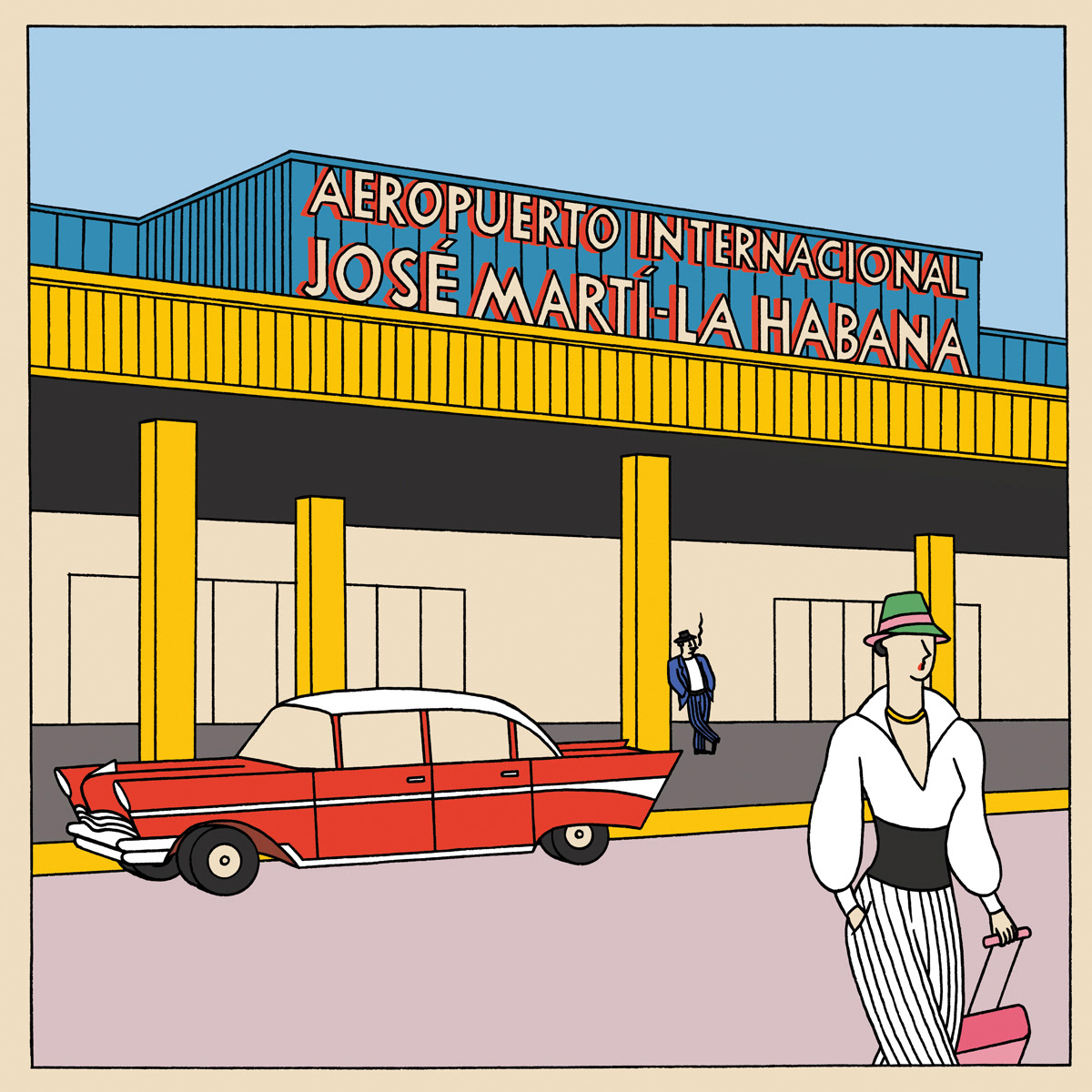AEROPUERTO, ink fineliners on paper and digital coloration, 20 x 20 cm, 2017