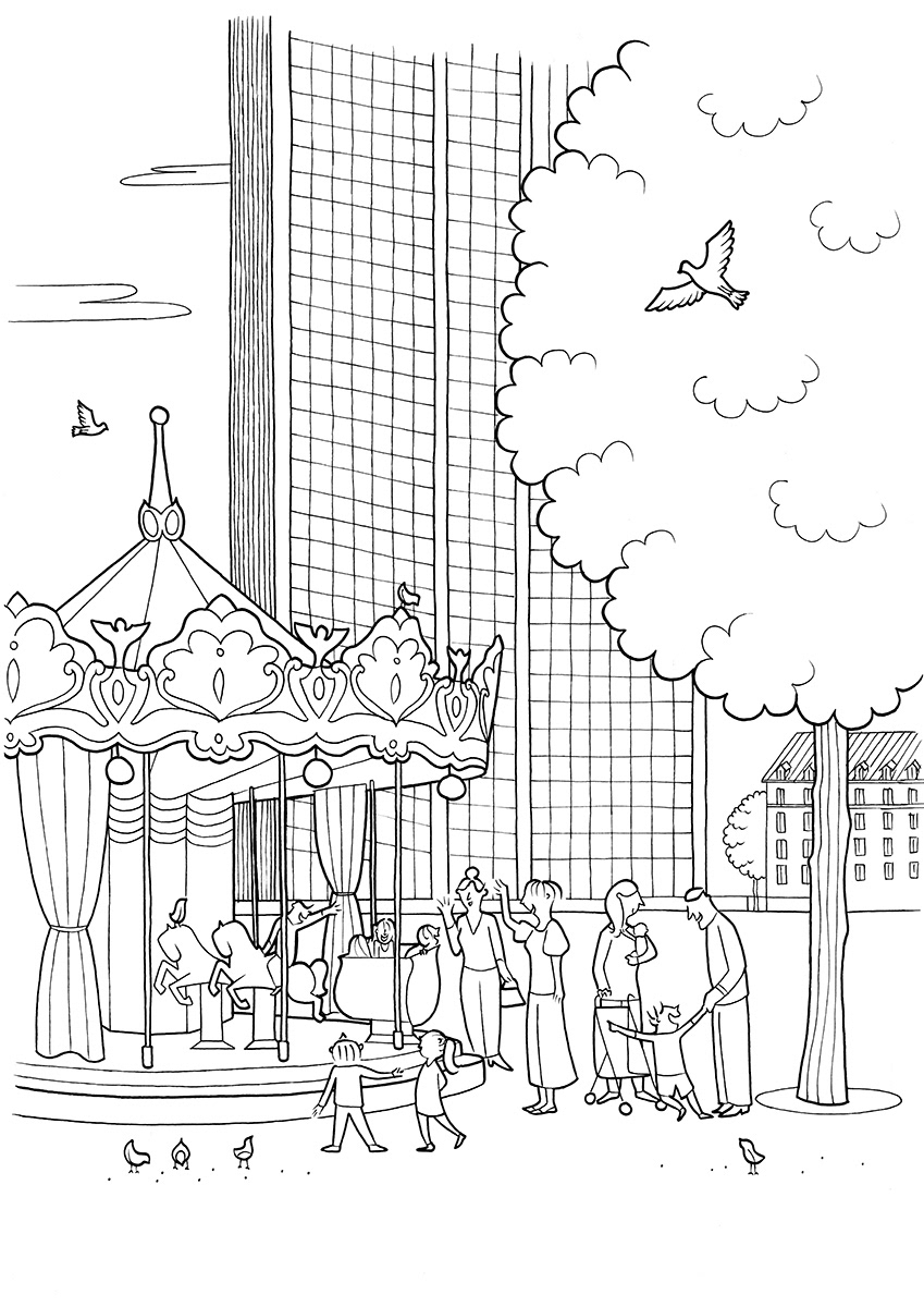 LE MANÈGE, ink fineliners on paper, 21 x 29,7 cm, 2015