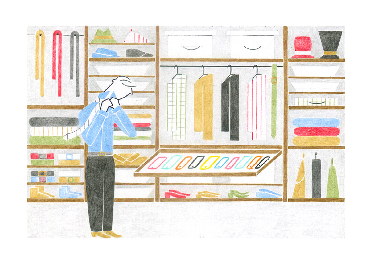 CLOSET, pencils and fineliners on paper, 21 x 15 cm, 2014