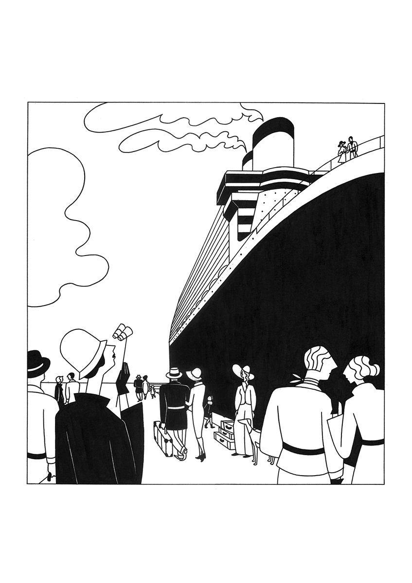 DEPARTURE, ink fineliner and brush pen on paper, 21 x 29,7 cm, 2017