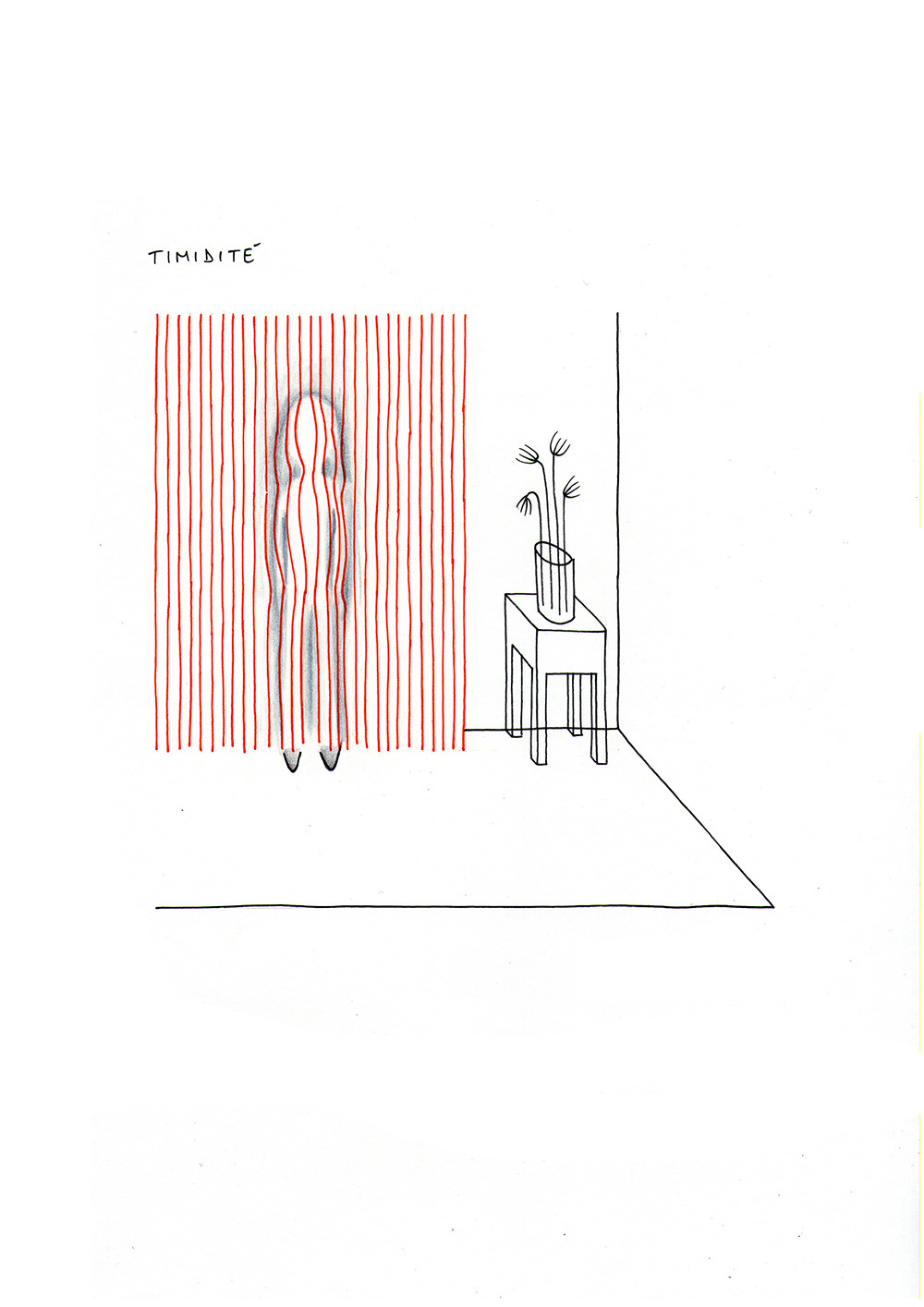 SHYNESS, fineliners and pencils on paper, 21 x 29,7 cm, 2013