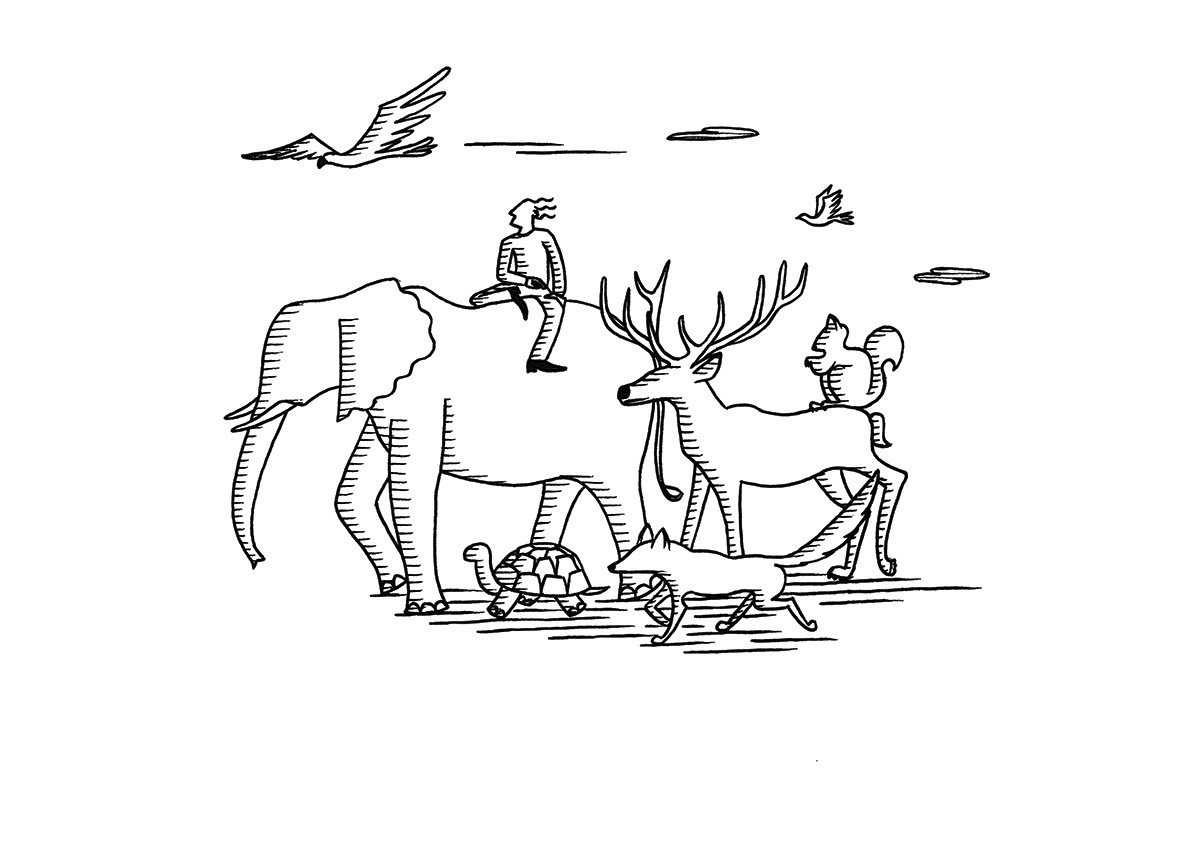 WITH ALL CREATURES, ink fineliners on paper, 21 x 15 cm, 2017