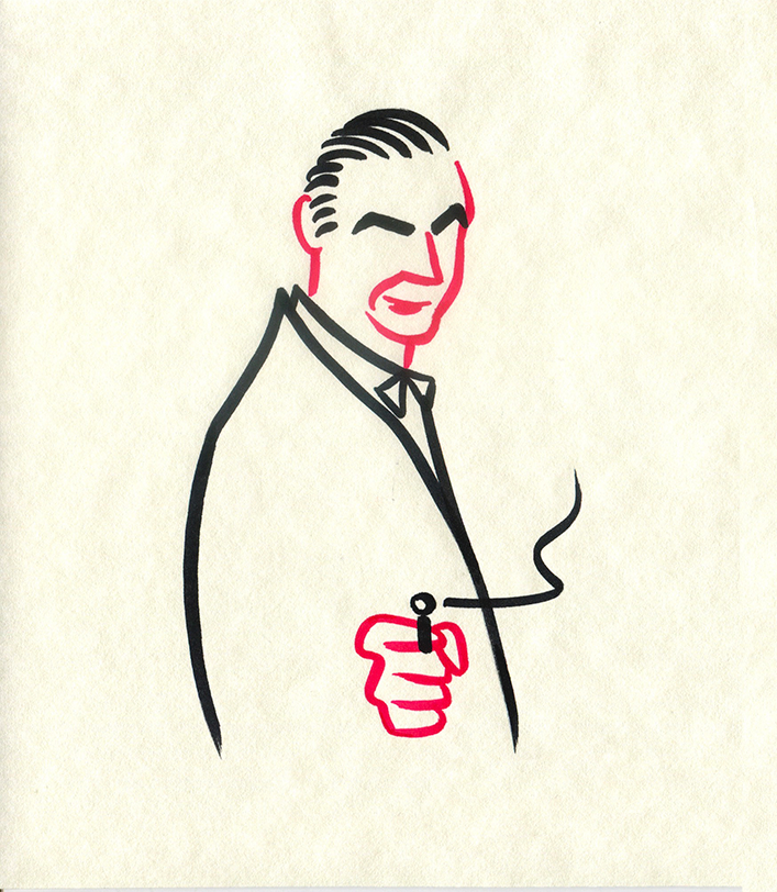 SEAN CONNERY, brush pens on paper, 15 x 17 cm, 2020