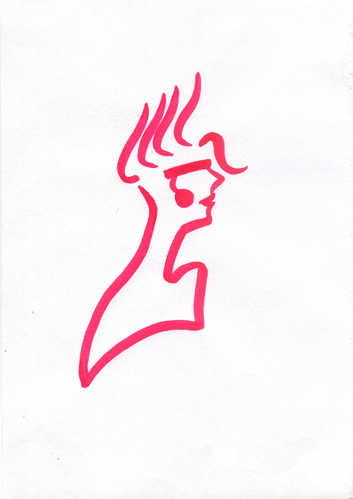 FASHION SKETCH N° 2, brush pen on paper, 10,5 x 15 cm, 2020