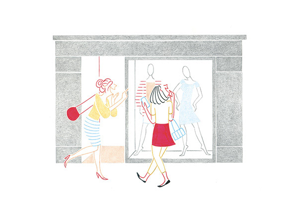 FASHION STORE, pencils and fineliners on paper, 29,7 x 21 cm, 2016