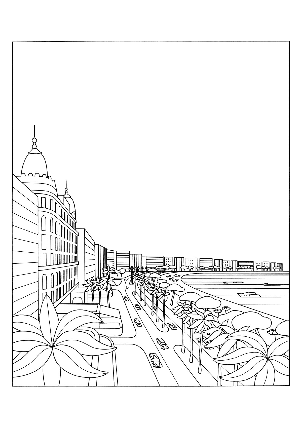 LA CROISETTE DE CANNES, ink fineliner on paper, 21 x 29,7 cm, 2018