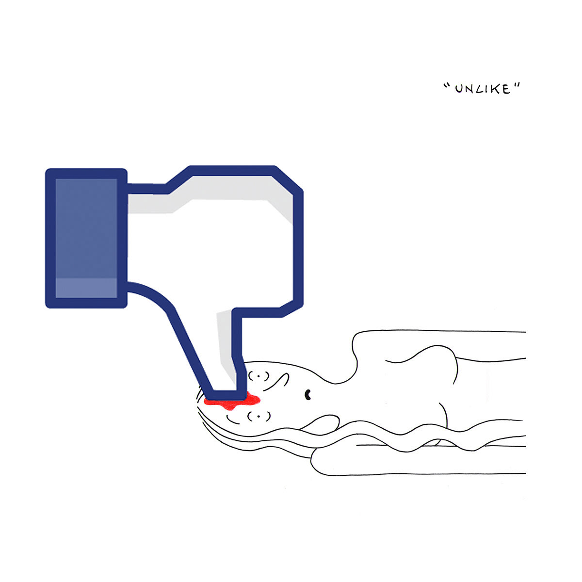 UNLIKE, ink fineliner on paper and digital coloration, 21 x 21 cm​​​​​​​, 2013
