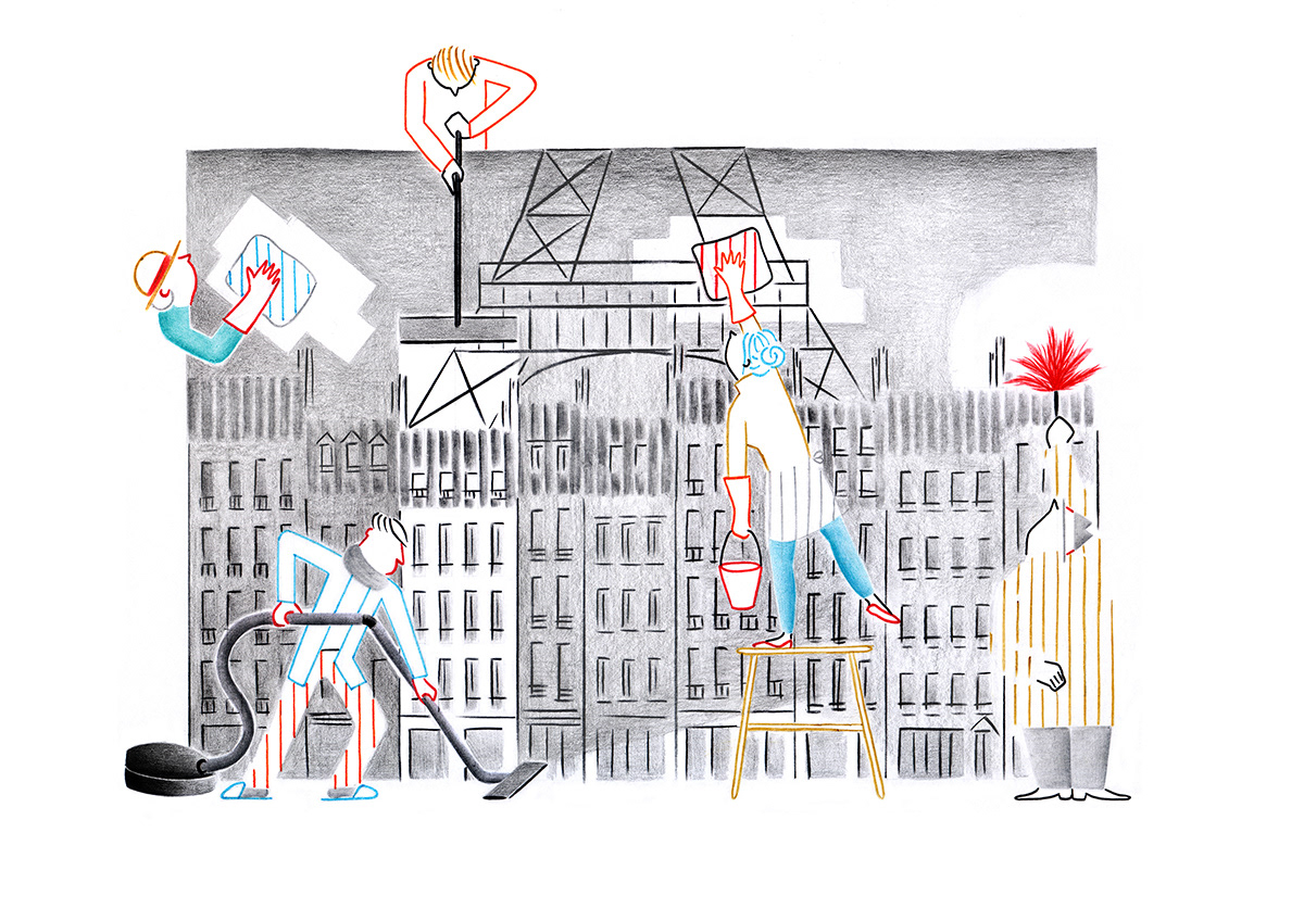 SPRING CLEANING, pencils and fineliners on paper, 29,7 x 21 cm, 2014