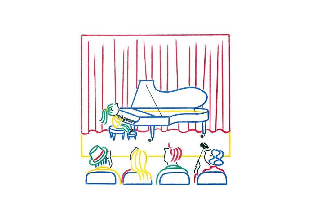 LA PIANISTA, pencils and ink fineliner on paper, 21 x 15 cm, 2017