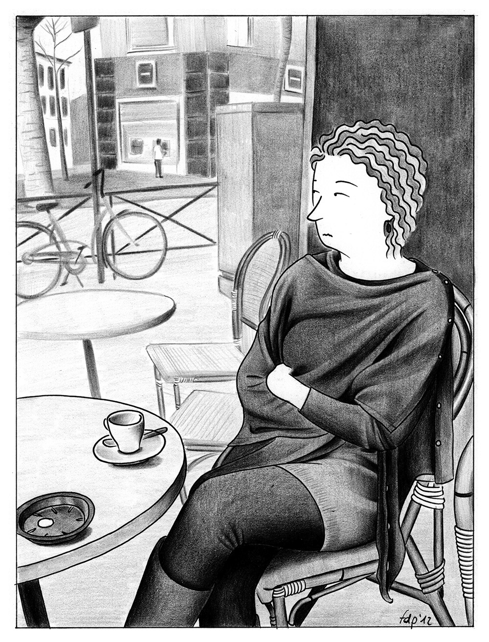 LE CAFÉ, ink fineliners and pencils on paper, 21 x 29,7 cm, 2012