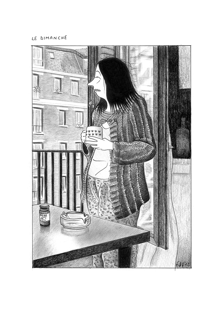 LE DIMANCHE, ink fineliners and pencils on paper, 21 x 29,7 cm, 2012