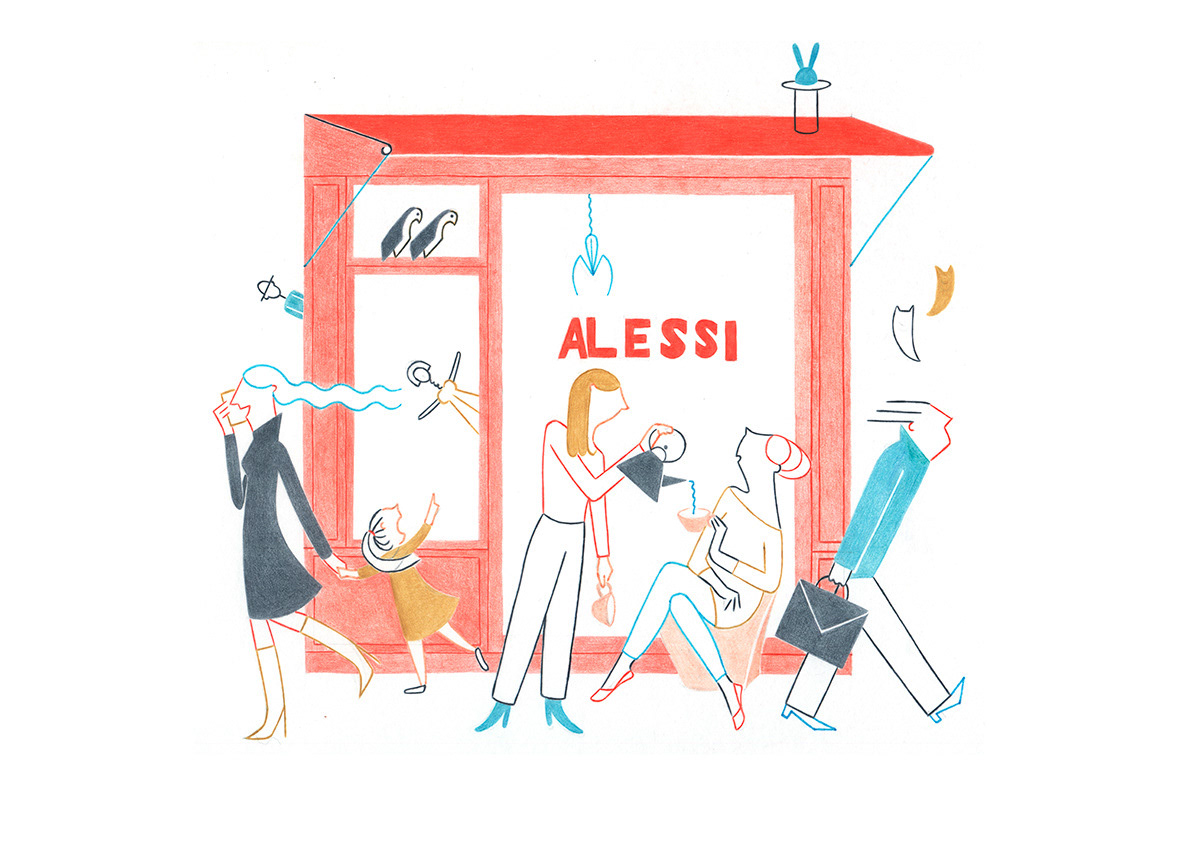 ALESSI pencils and fineliners on paper, 29,7 x 21 cm, 2015