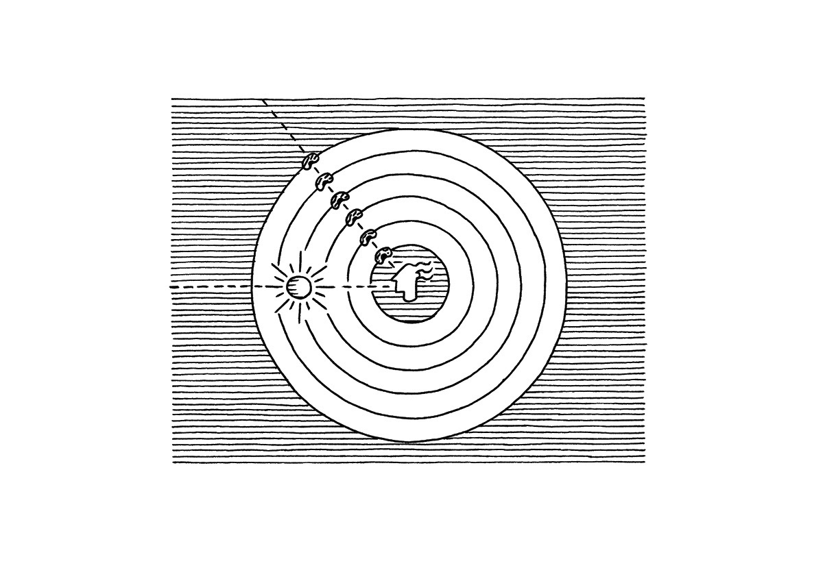 PYTHAGOREAN ABOUT BEANS, ink fineliners on paper, 21 x 15 cm, 2017