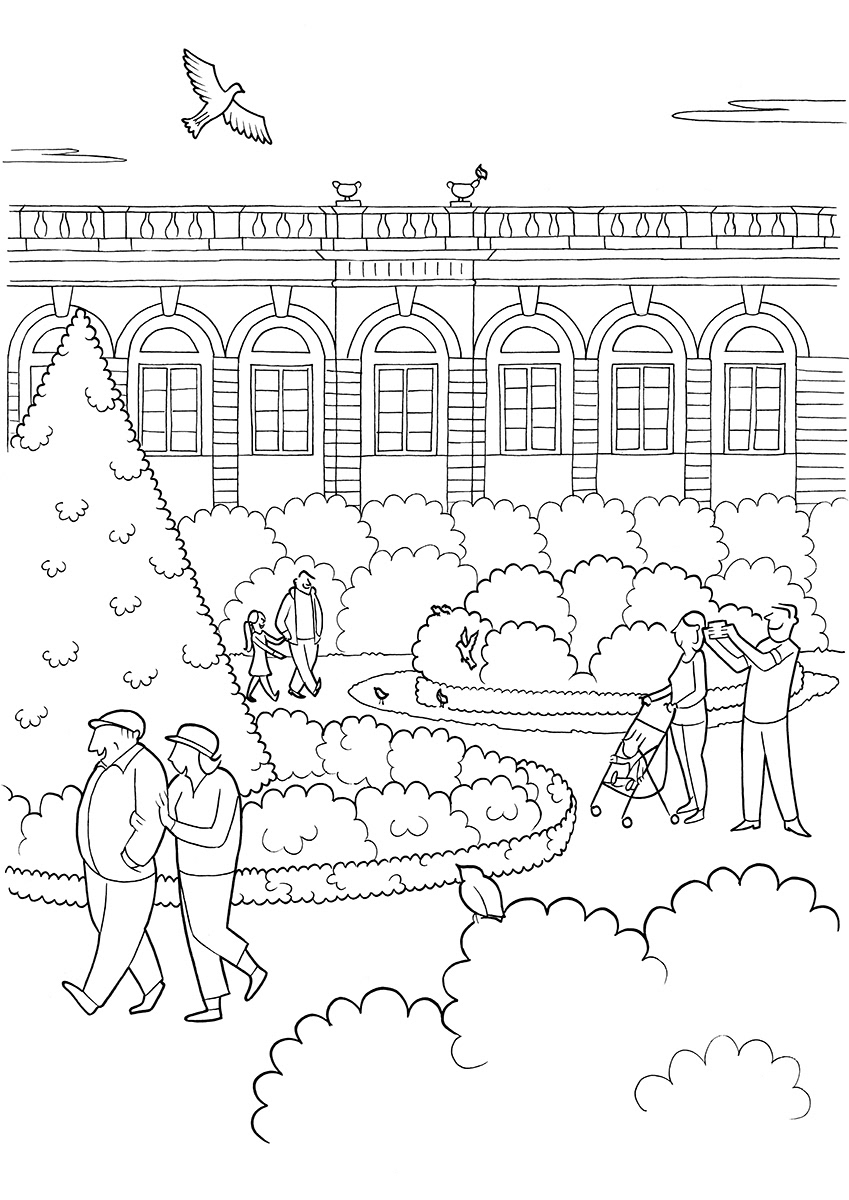 LES JARDINS, ink fineliners on paper, 21 x 29,7 cm, 2015