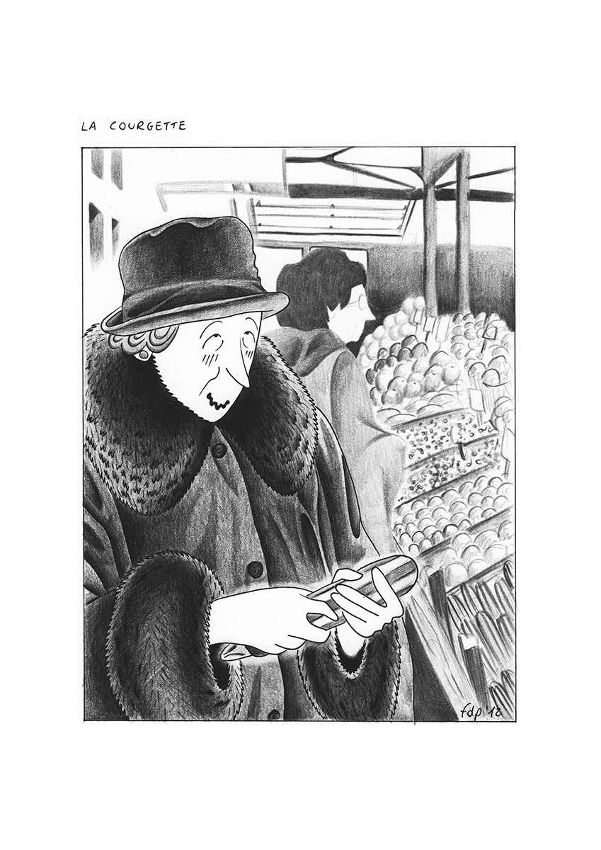 LA COURGETTE, ink fineliners and pencils on paper, 21 x 29,7 cm, 2012