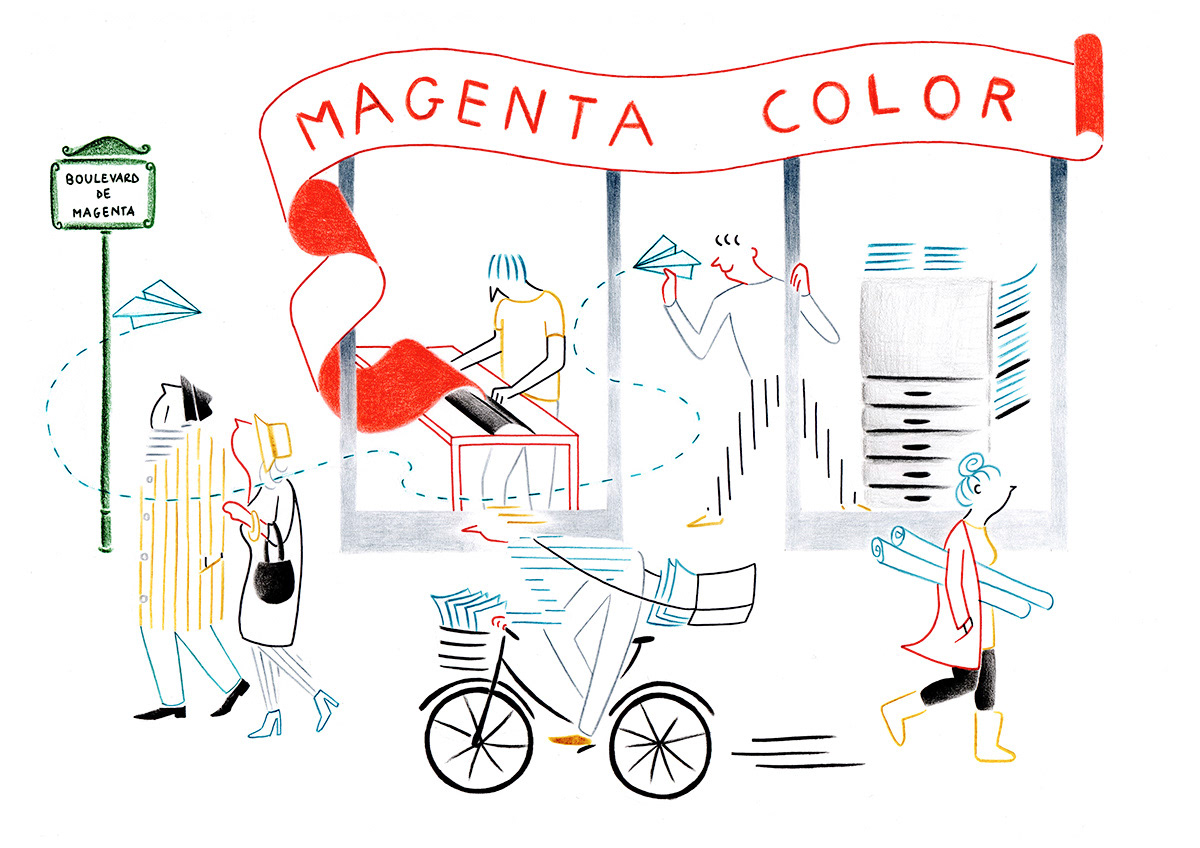 MAGENTA COLOR, pencils and fineliners on paper, 29,7 x 21 cm, 2014
