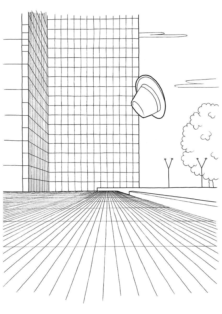LA BIBLIOTHÈQUE, ink fineliners on paper, 21 x 29,7 cm, 2015