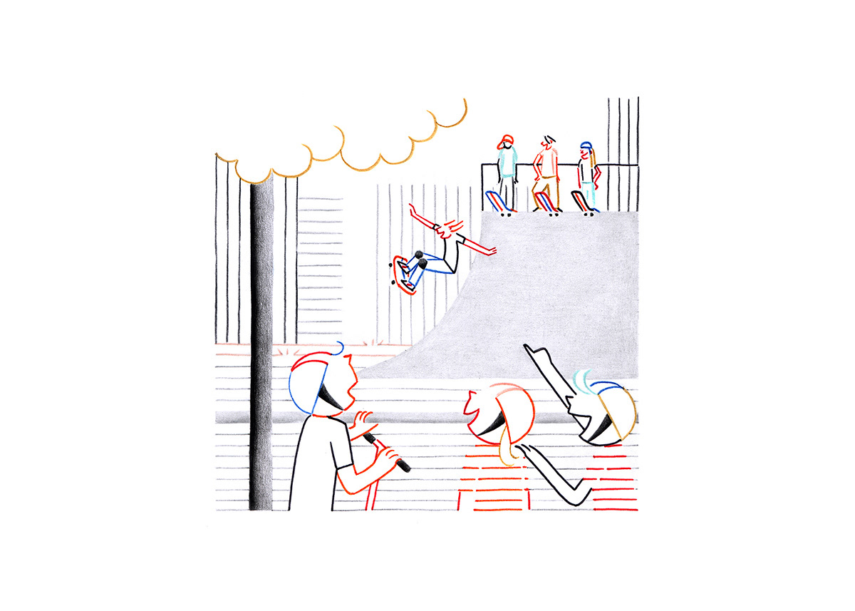 SKATE PARK, pencils and fineliners on paper, 21 x 15 cm, 2014