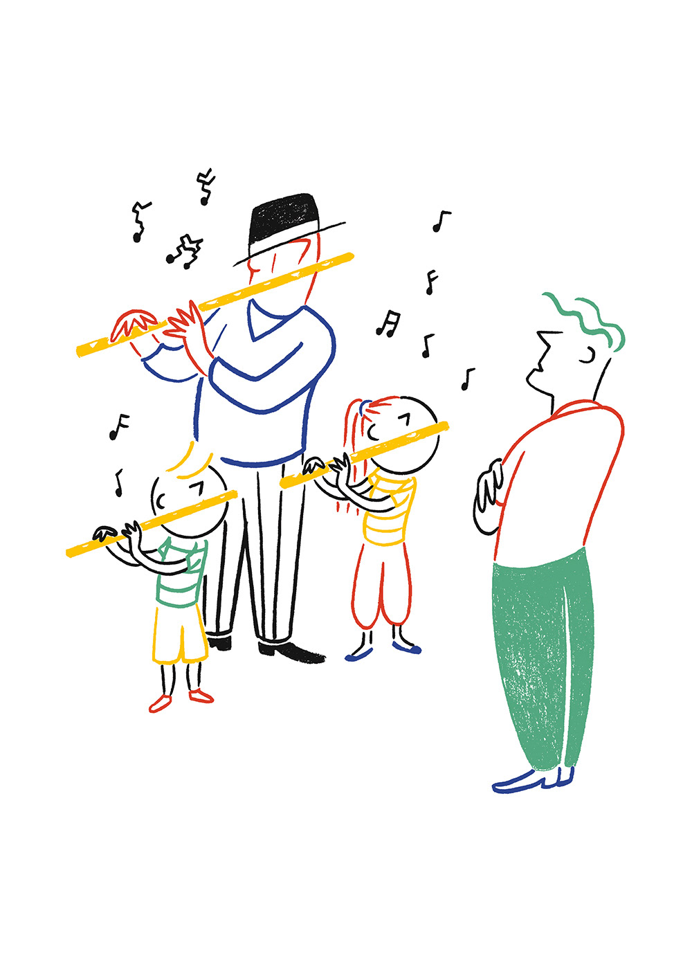 MUSIC CLASS,  pencils and fineliners on paper, digital editing, 15 x 21 cm, 2019