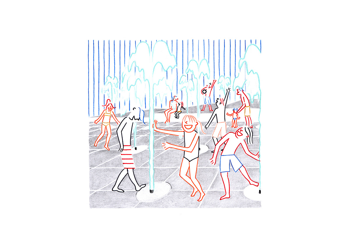 ANDRÉ CITROËN PARK, pencils and fineliners on paper, 21 x 15 cm​​​​​​​, 2014