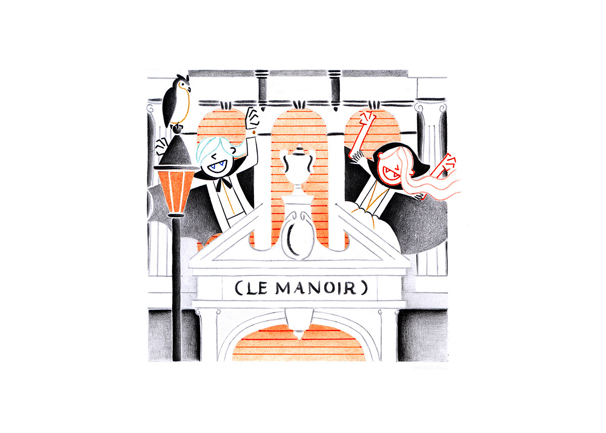 MANOIR DE PARIS, pencils and fineliners on paper, 21 x 15 cm, 2014