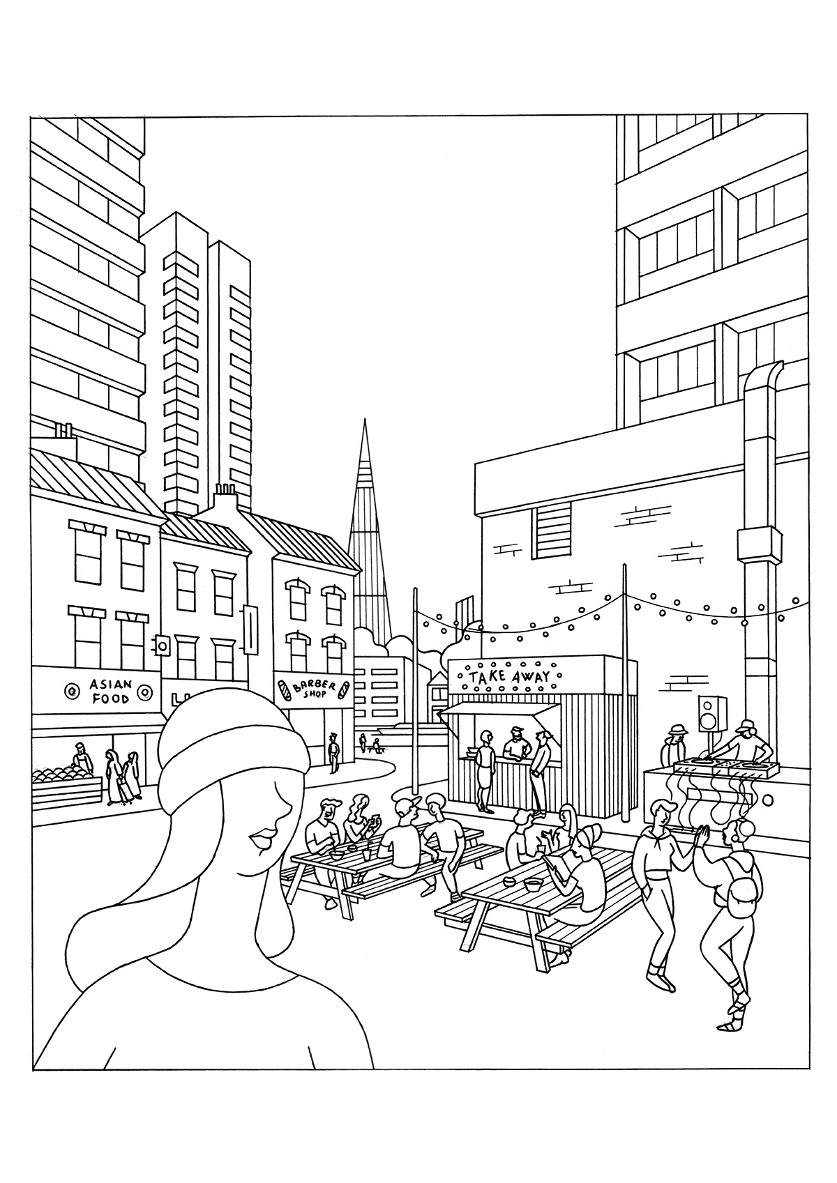 SUMMER IN LONDON, ink fineliner on paper, 21 x 29,7 cm, 2019