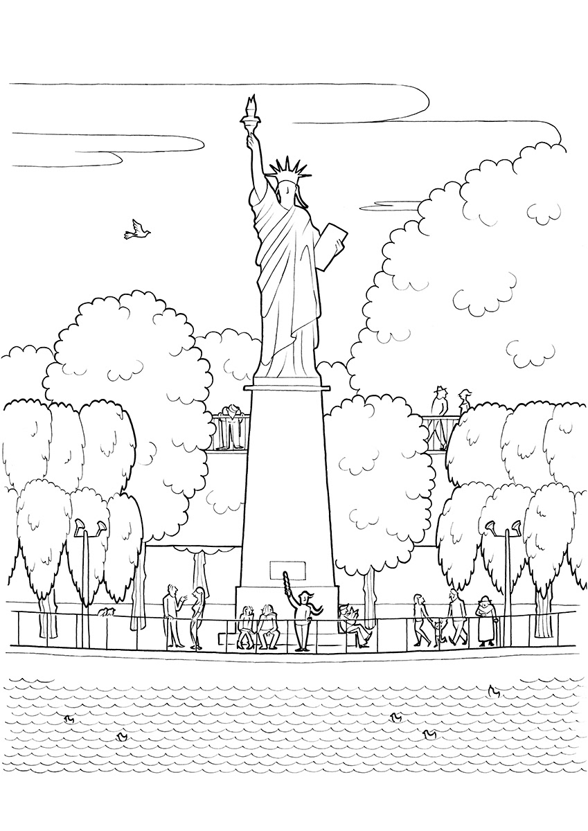 LA STATUE DE LA LIBERTÉ, ink fineliners on paper, 21 x 29,7 cm, 2015