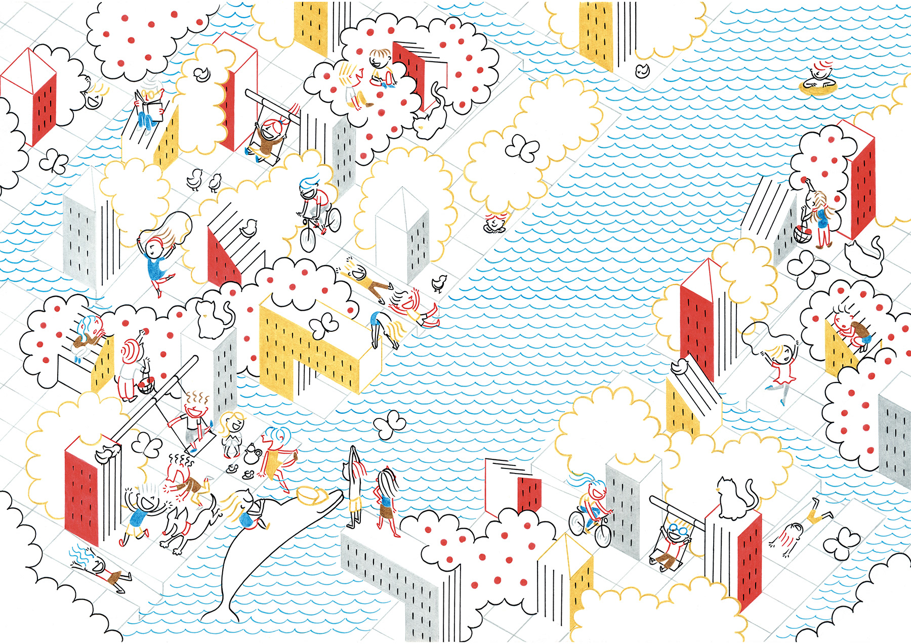 URBAN PLAYGROUND, pencils and fineliners on paper, 42 x 29,7 cm, 2015