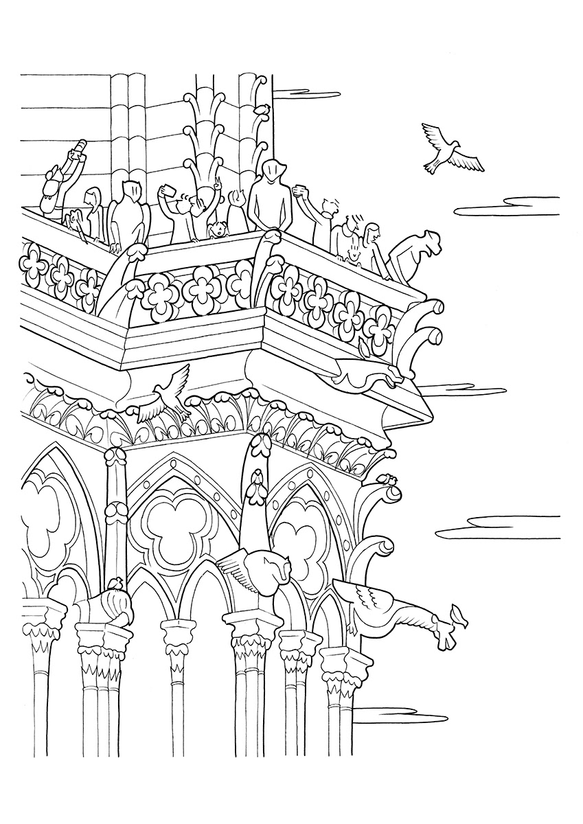 LES GARGOUILLES, ink fineliners on paper, 21 x 29,7 cm, 2015
