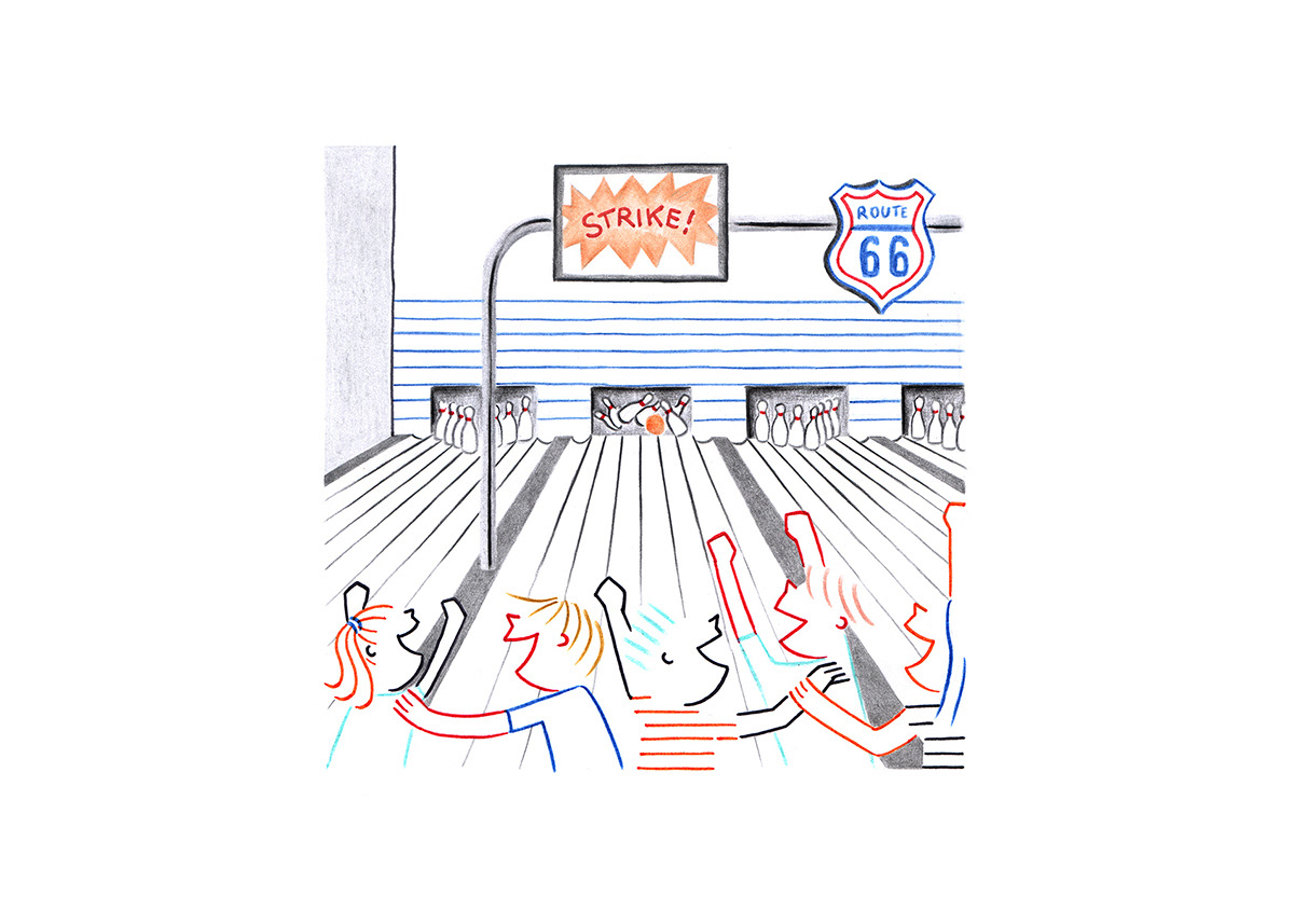 BOWLING, pencils and fineliners on paper, 21 x 15 cm, 2014